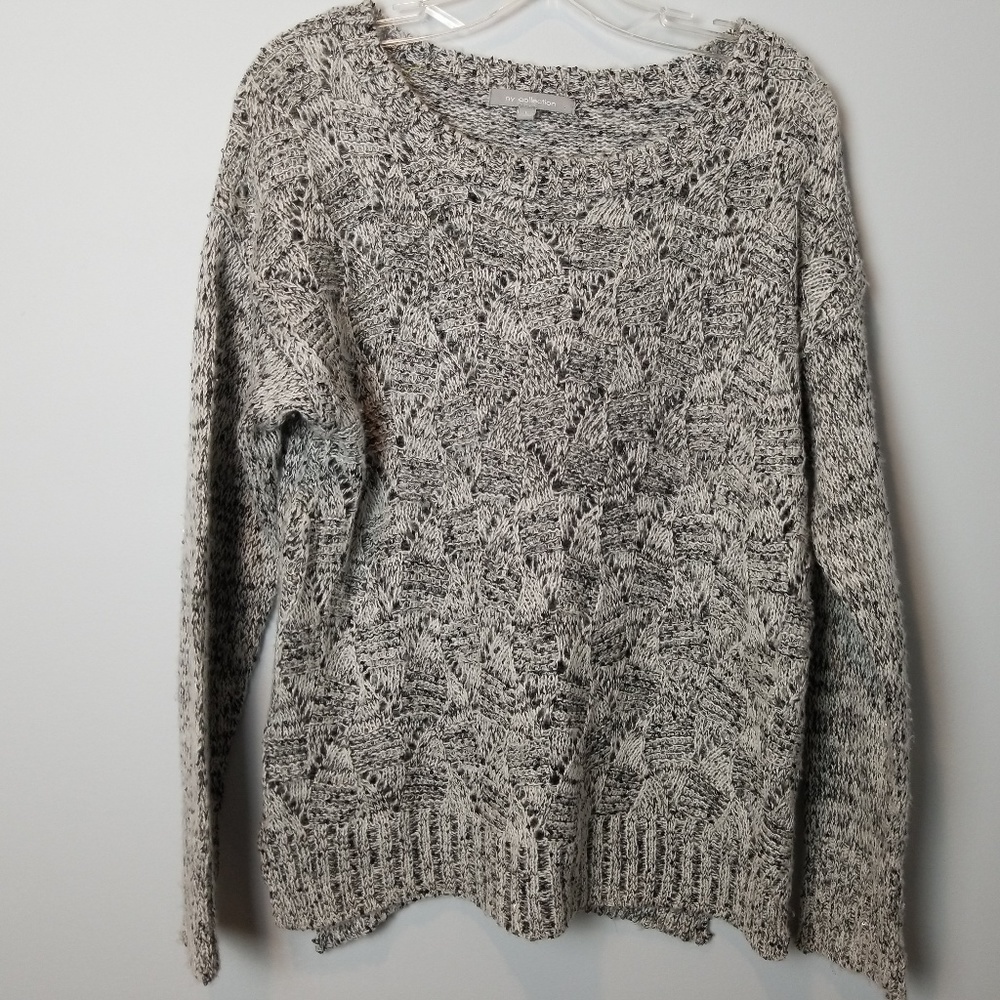 NY Collection Sequin Gray Open stitch Sweater size Large
